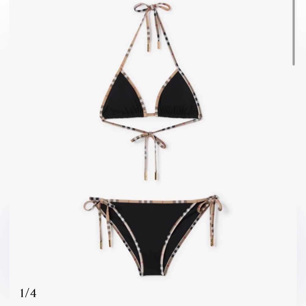 Burberry Black Check Triangle Bikini Size Small
